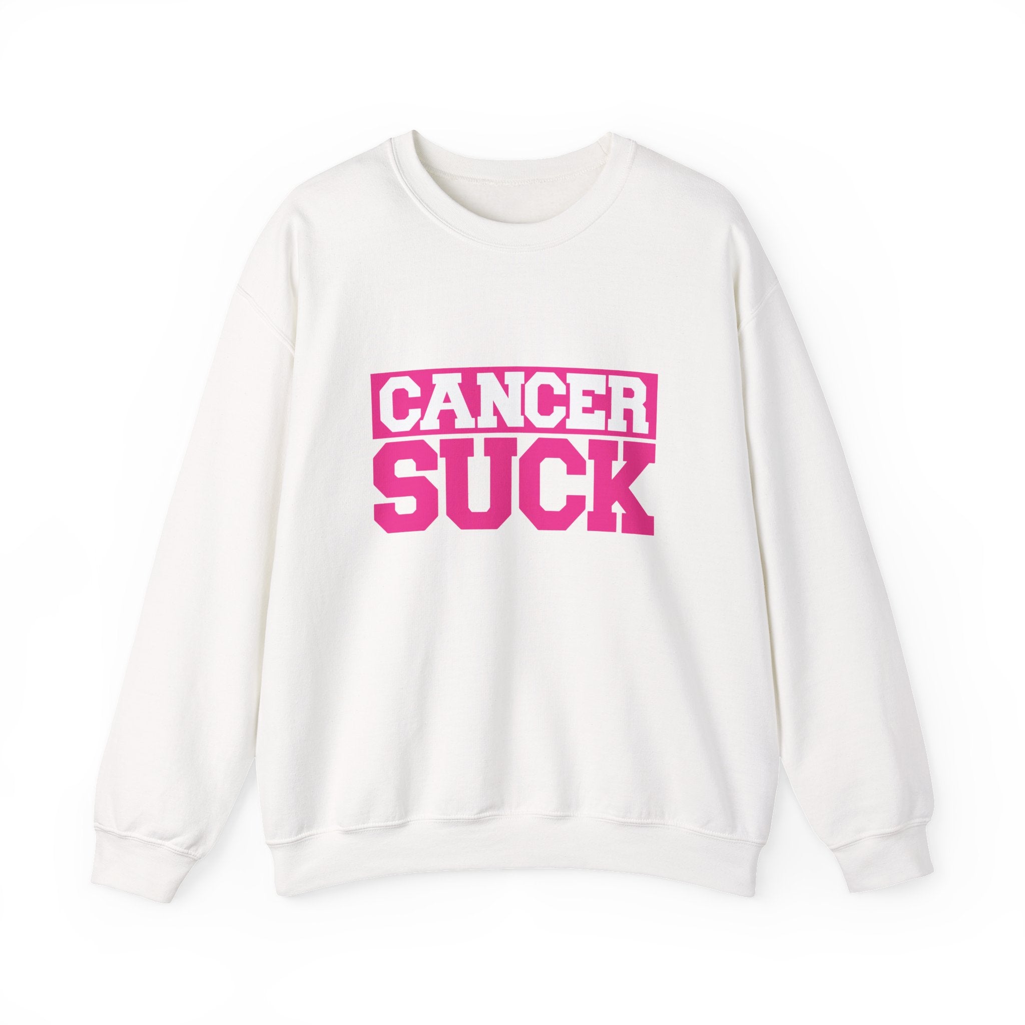 Crewneck Sweatshirt - "Cancer Suck" Bold Pink Awareness Pullover