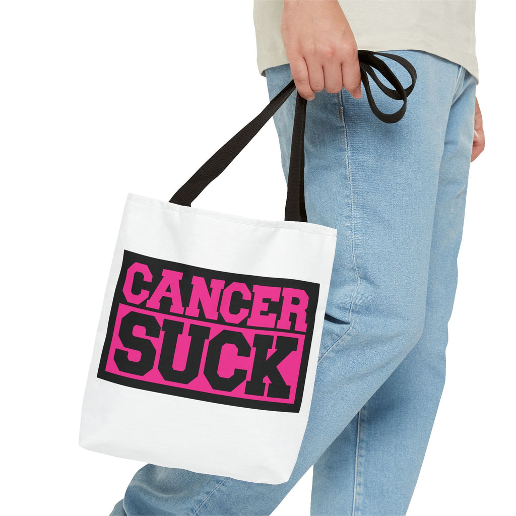 Canvas Tote Bag — "Cancer Suck" Bold Pink Awareness Tote