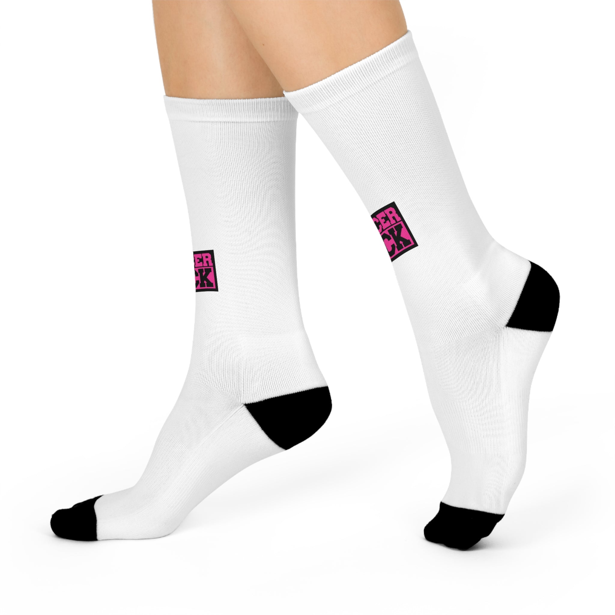 Cushioned Crew Socks — 'Cancer Sucks' Pink Awareness Athletic Crew