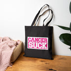 Cancer Suck Tote Bag – Pink Awareness Cotton Canvas Grocery & Everyday Shopper