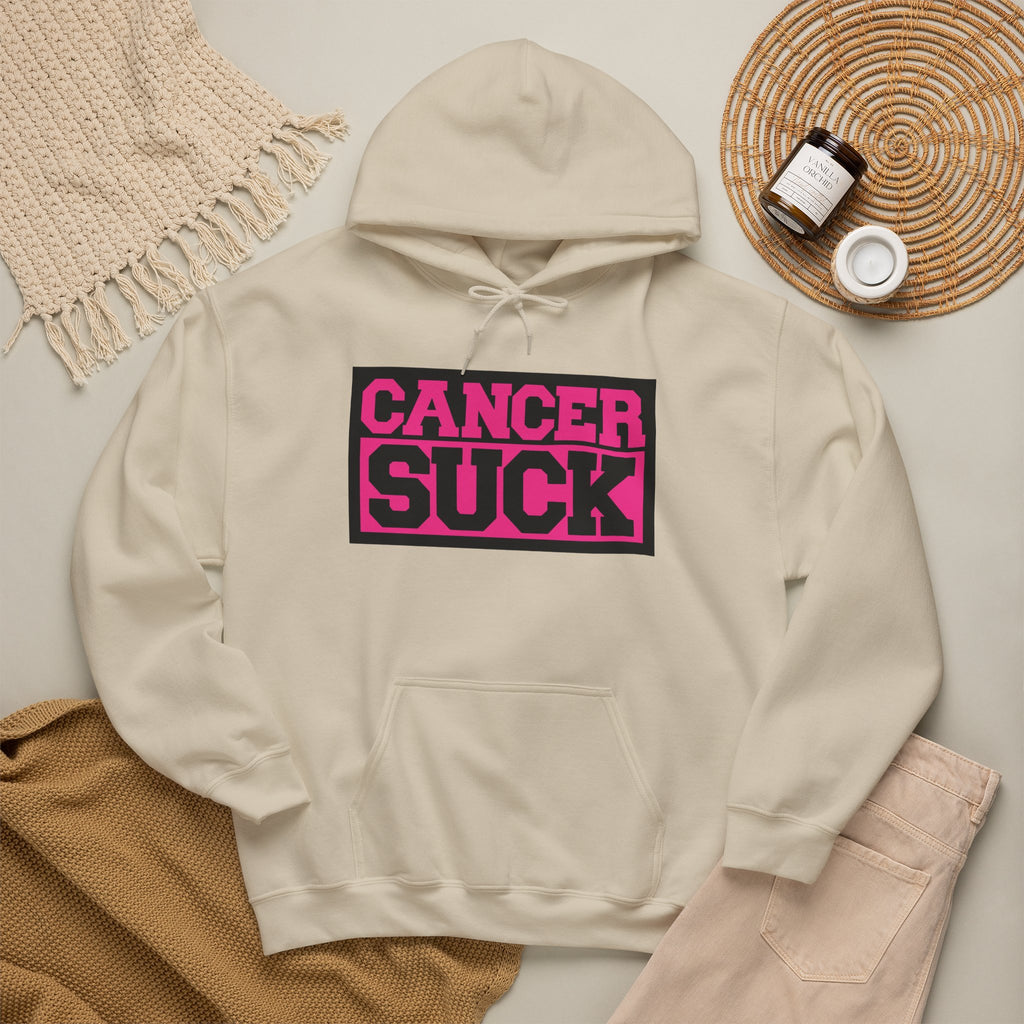 Cancer Suck Hoodie — Pink Awareness Statement Pullover