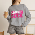 Crewneck Sweatshirt - "Cancer Suck" Bold Pink Awareness Pullover