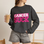 Crewneck Sweatshirt - "Cancer Suck" Bold Pink Awareness Pullover