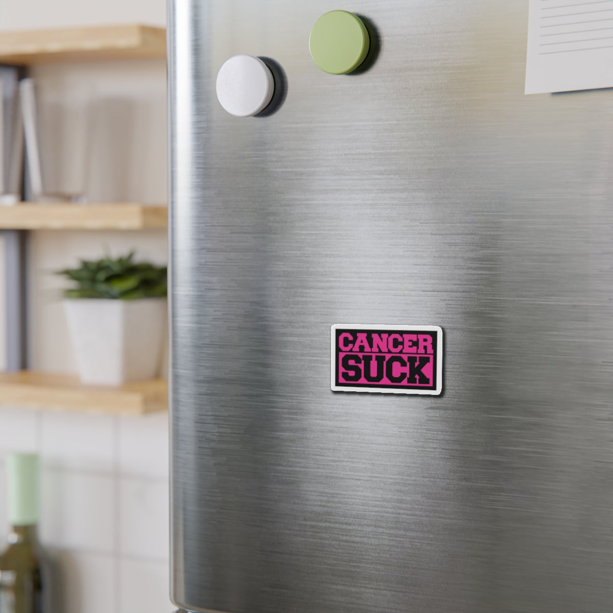 Cancer Suck Die-Cut Magnet — Pink Awareness Ribbon Support Sticker