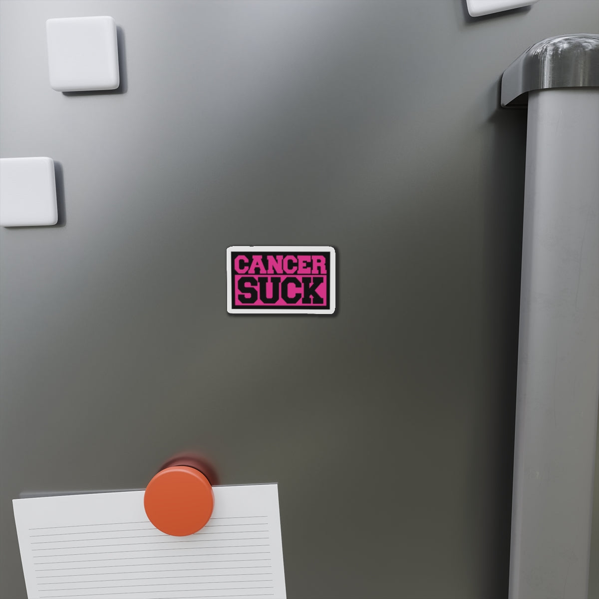 Cancer Suck Die-Cut Magnet — Pink Awareness Ribbon Support Sticker