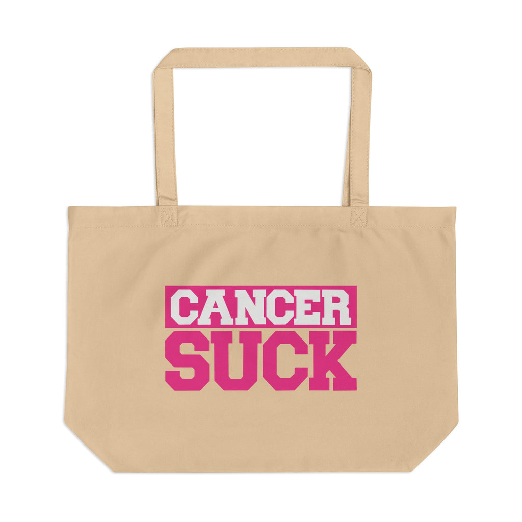 Cancer Suck Eco Tote — Large Reusable Canvas Bag for Cancer Awareness & Support