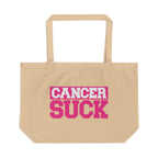 Cancer Suck Eco Tote — Large Reusable Canvas Bag for Cancer Awareness & Support