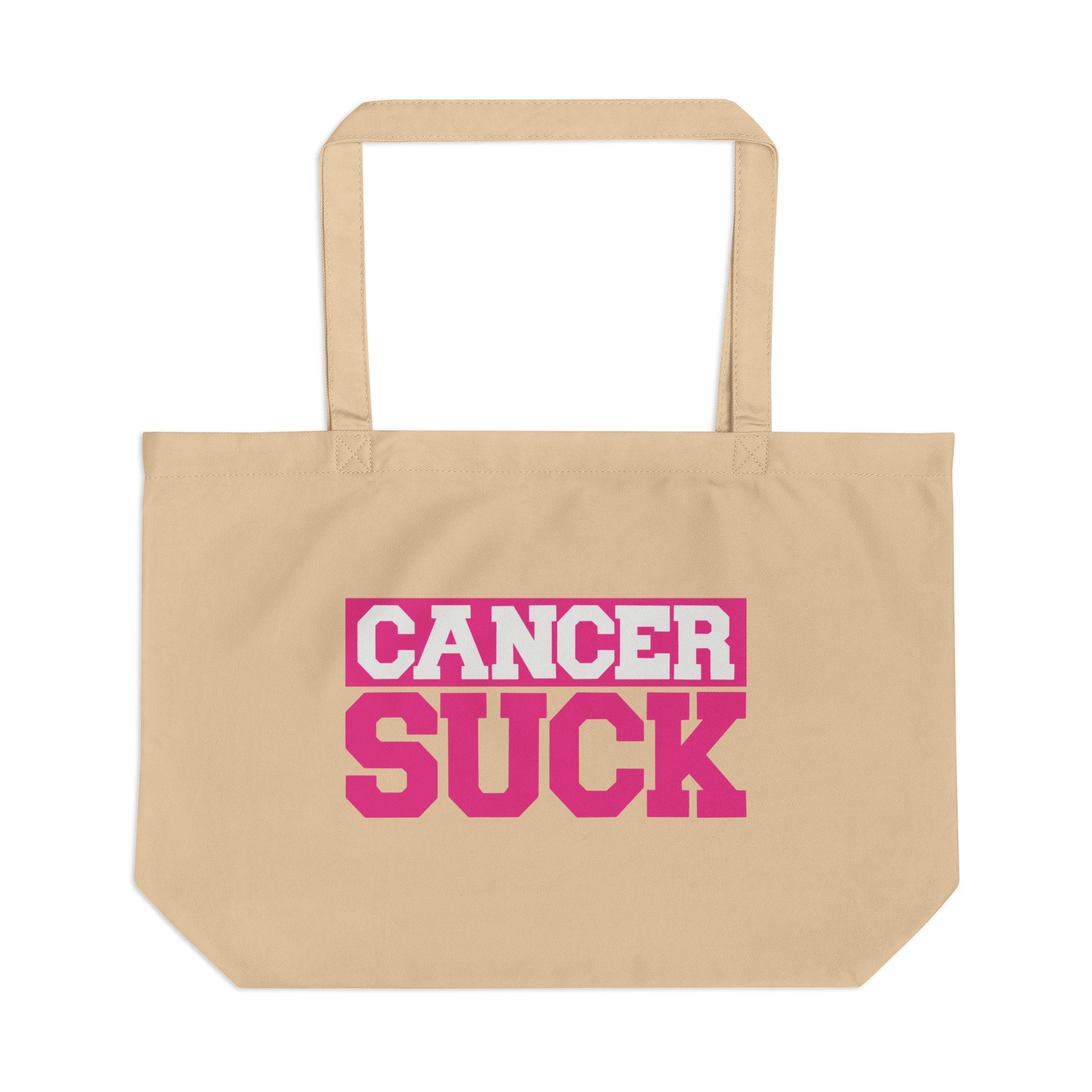 Cancer Suck Eco Tote — Large Reusable Canvas Bag for Cancer Awareness & Support
