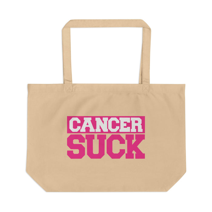 Cancer Suck Eco Tote — Large Reusable Canvas Bag for Cancer Awareness & Support