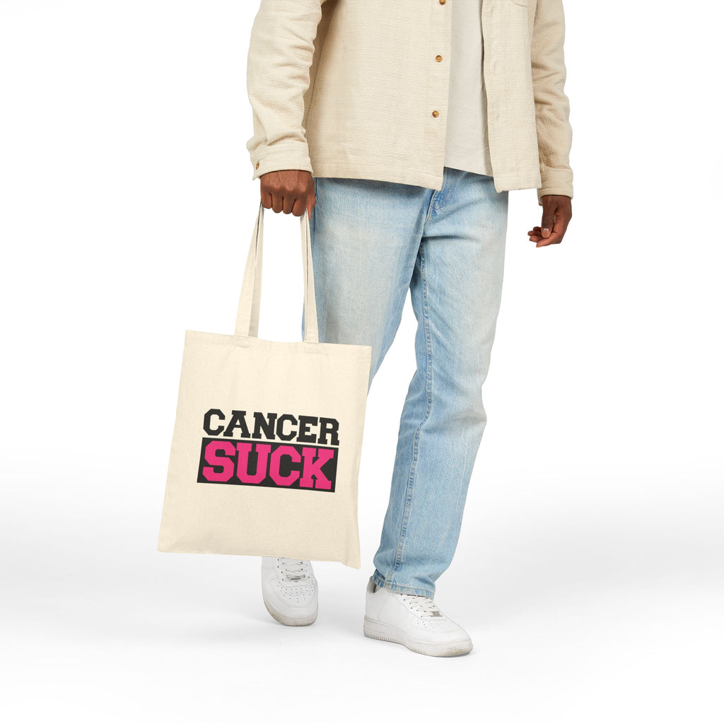 Cancer Suck Canvas Tote Bag – Breast Cancer Awareness Shopper