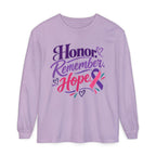 Honor Remember Hope Long Sleeve T-Shirt — Cancer Awareness Ribbon Tee