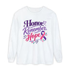 Honor Remember Hope Long Sleeve T-Shirt — Cancer Awareness Ribbon Tee