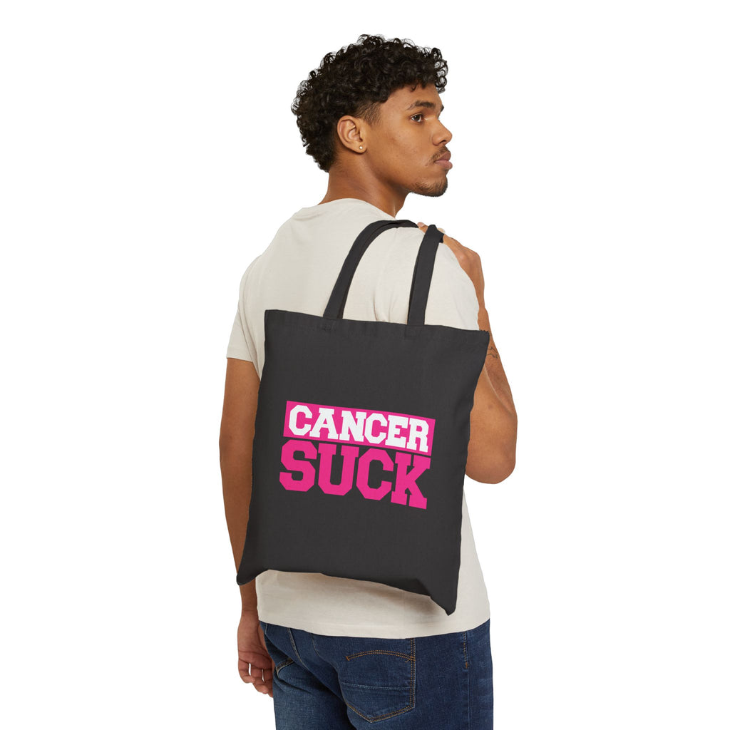 Tote Bag — "Cancer Suck" Pink Awareness Canvas Tote
