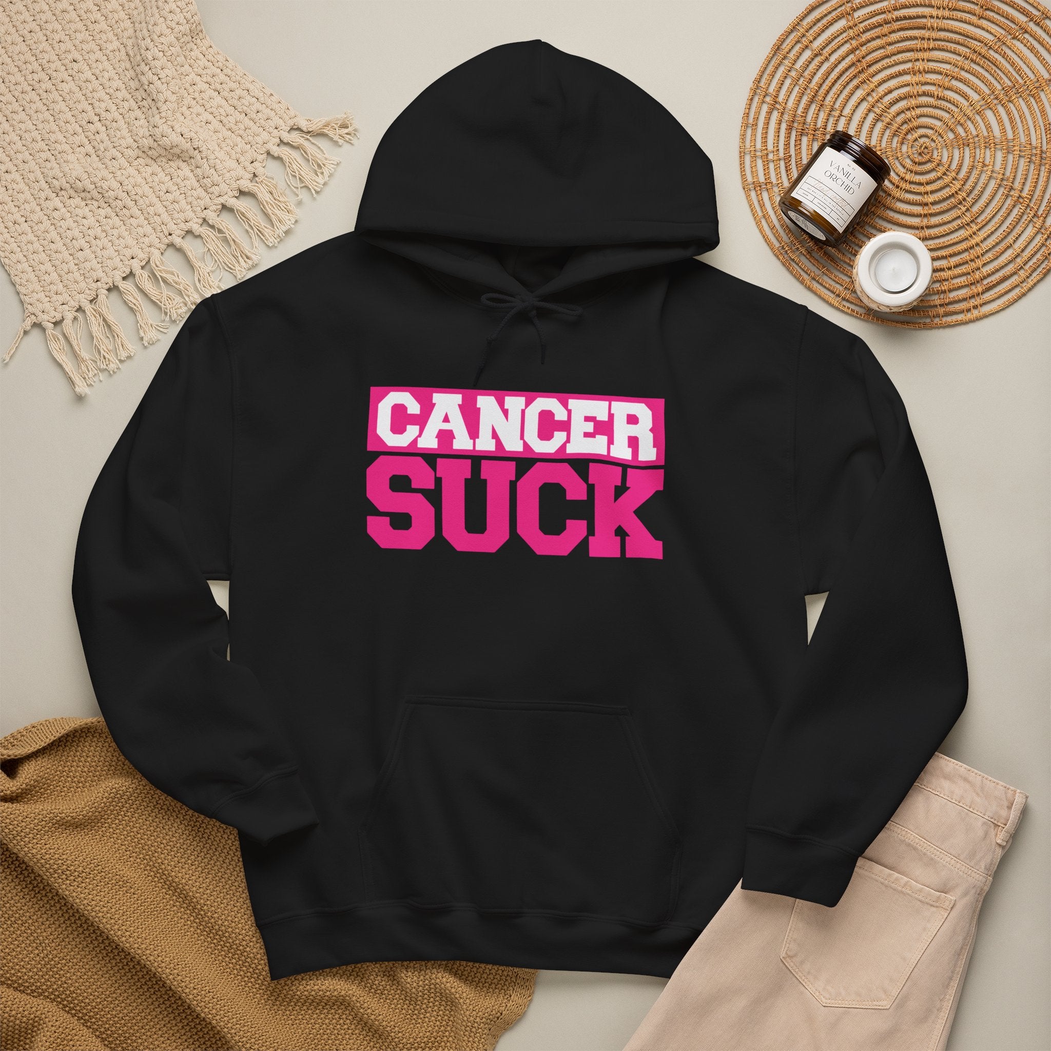 Cancer Suck Hoodie — Bold Pink Cancer Awareness Pullover