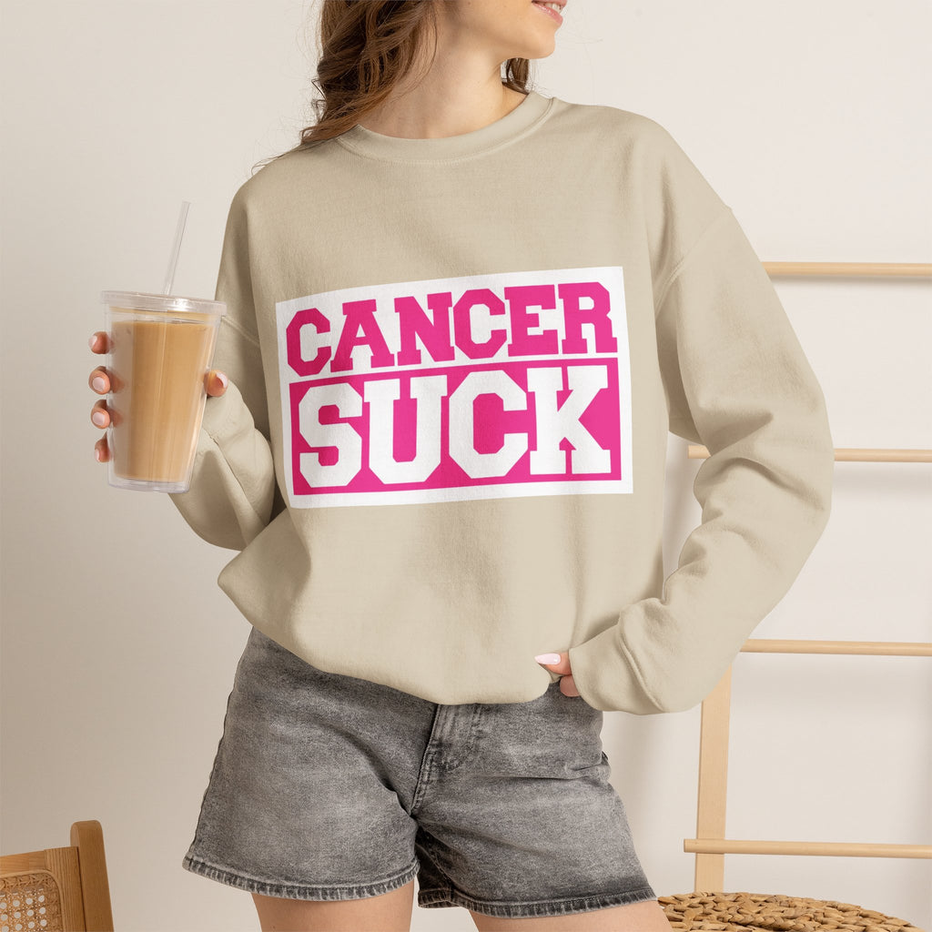Cancer Suck Crewneck Sweatshirt — Pink Awareness Pullover for Survivors & Supporters