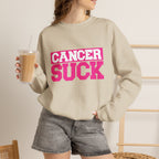 Crewneck Sweatshirt - "Cancer Suck" Bold Pink Awareness Pullover