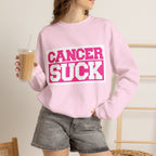 Cancer Suck Crewneck Sweatshirt — Pink Awareness Pullover for Survivors & Supporters