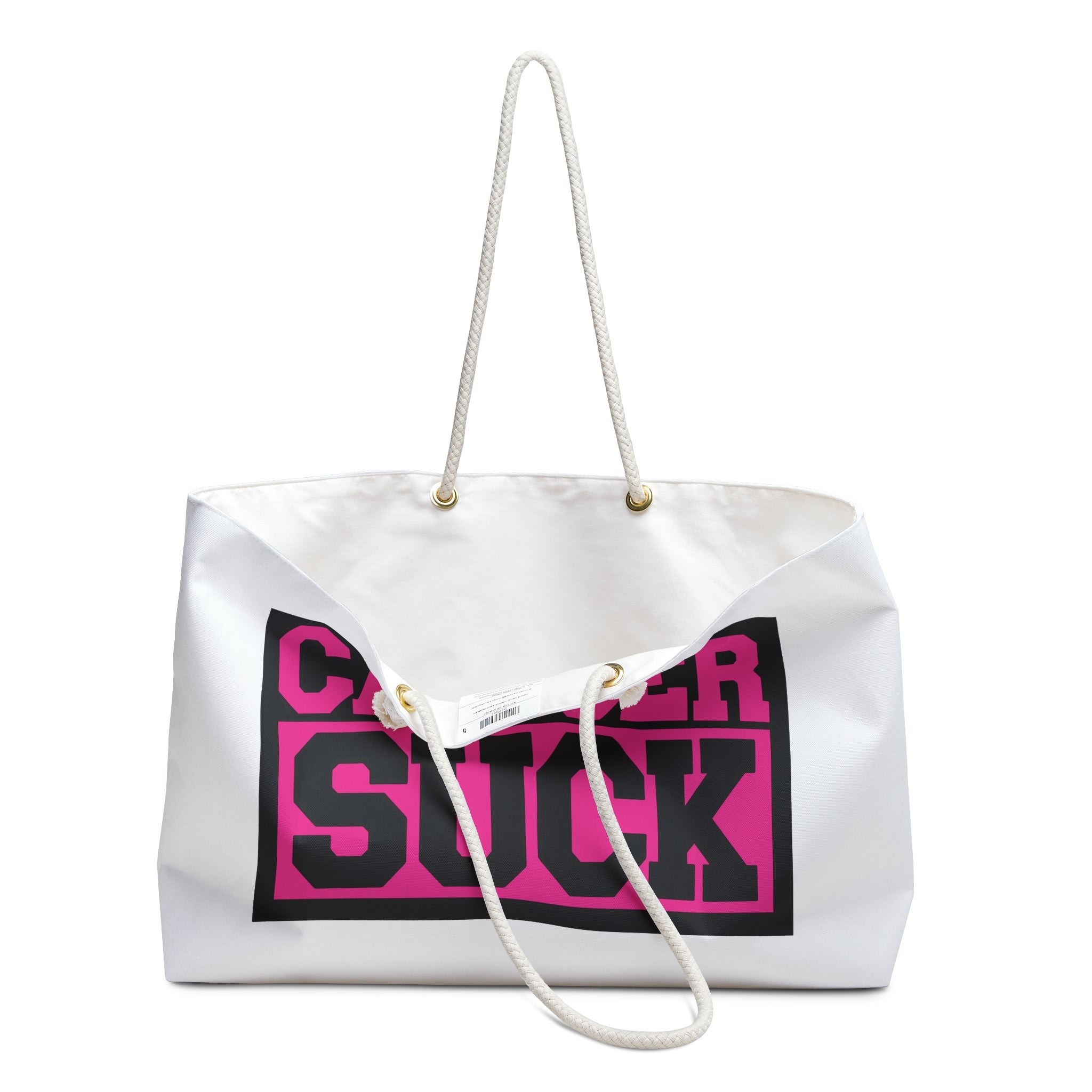Cancer Suck Weekender Bag — Pink Bold Statement Travel Tote for Survivors & Supporters