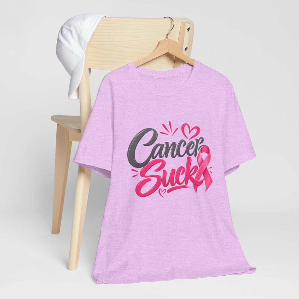 Breast Cancer Awareness Tee — "Cancer Sucks" Pink Ribbon Shirt