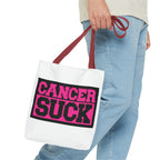 Canvas Tote Bag — "Cancer Suck" Bold Pink Awareness Tote