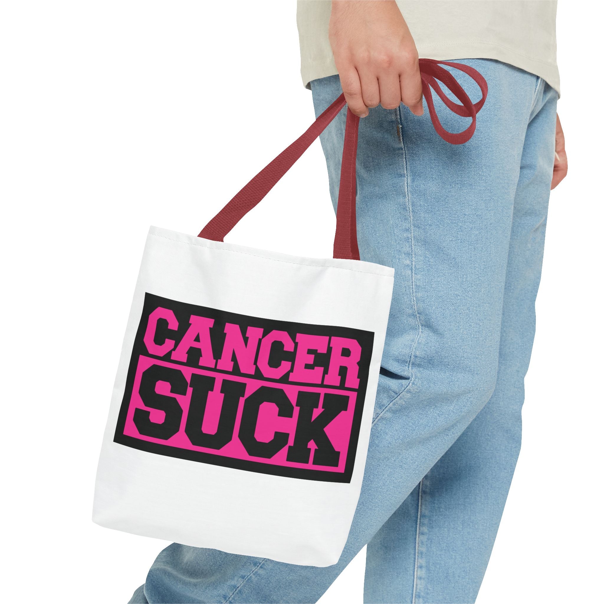 Canvas Tote Bag — "Cancer Suck" Bold Pink Awareness Tote