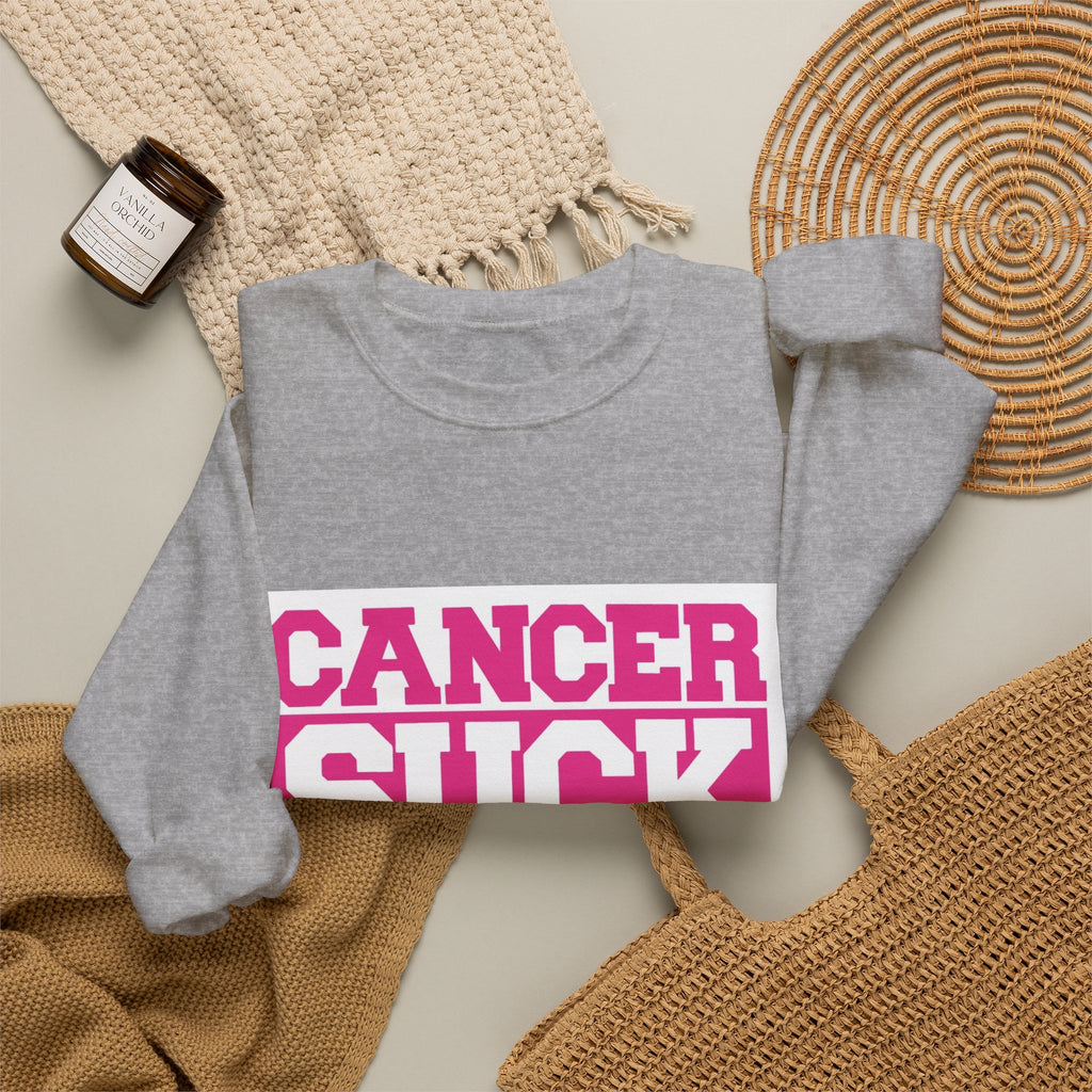 Cancer Suck Crewneck Sweatshirt — Pink Awareness Pullover for Survivors & Supporters