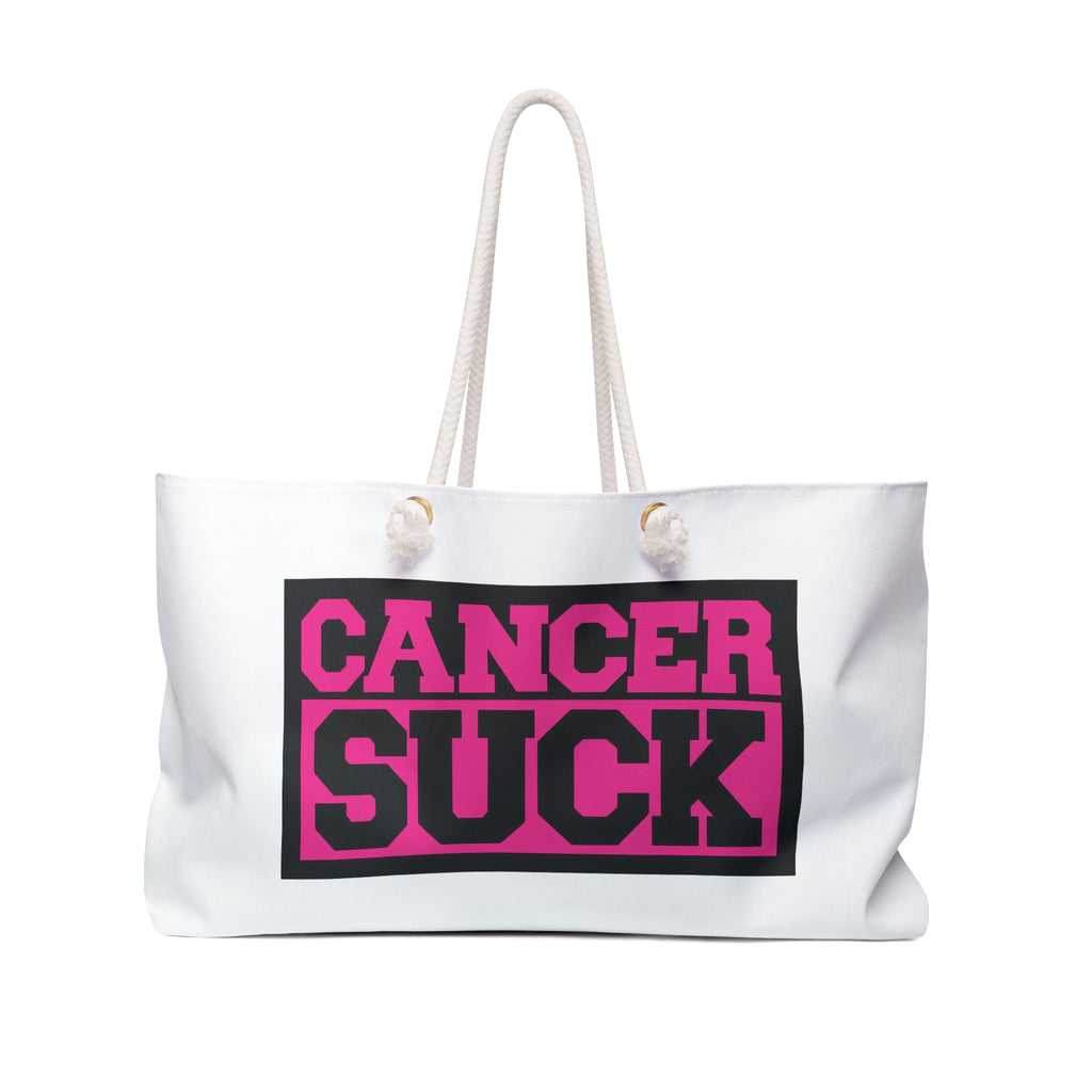 Cancer Suck Weekender Bag — Pink Bold Statement Travel Tote for Survivors & Supporters