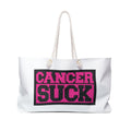 Cancer Suck Weekender Bag — Pink Bold Statement Travel Tote for Survivors & Supporters