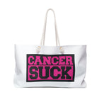 Cancer Suck Weekender Bag — Pink Bold Statement Travel Tote for Survivors & Supporters