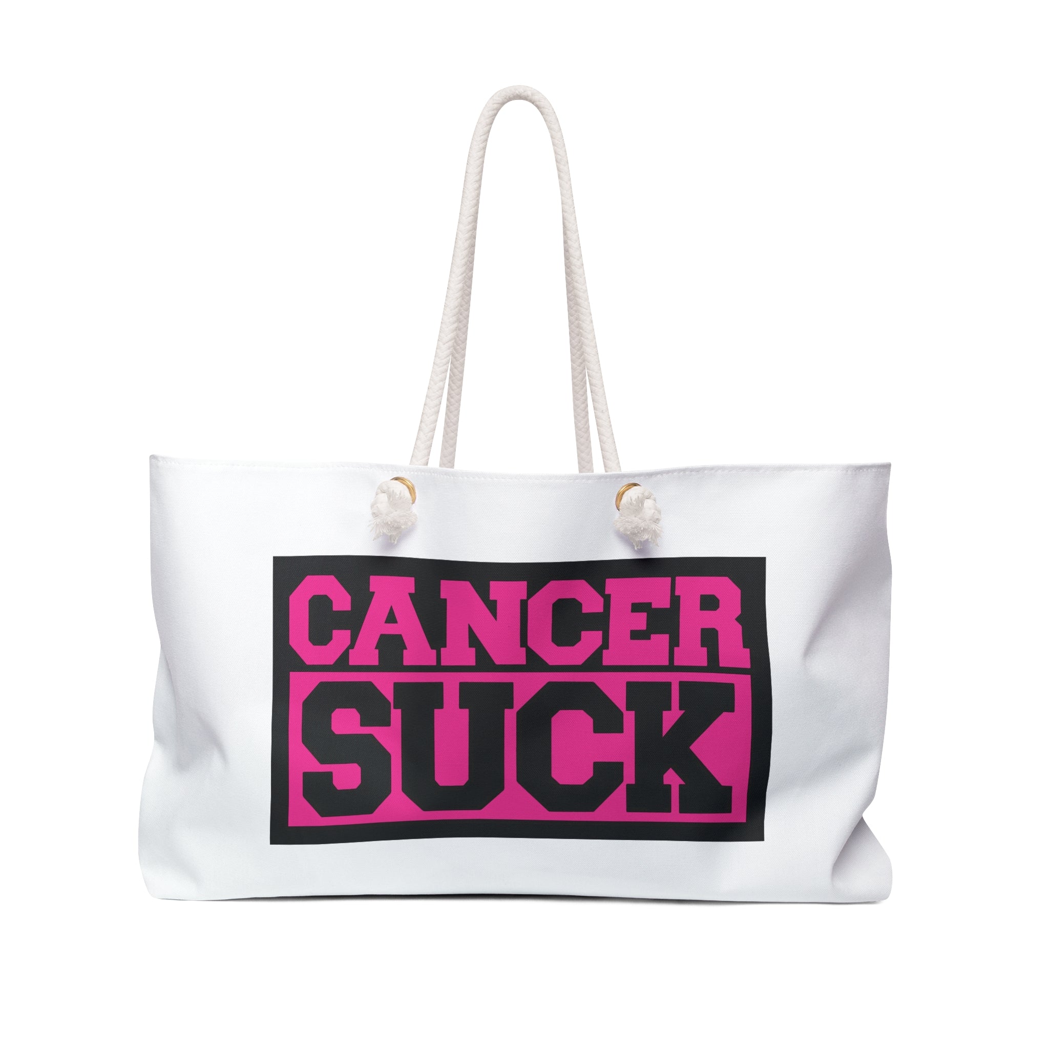 Cancer Suck Weekender Bag — Pink Bold Statement Travel Tote for Survivors & Supporters
