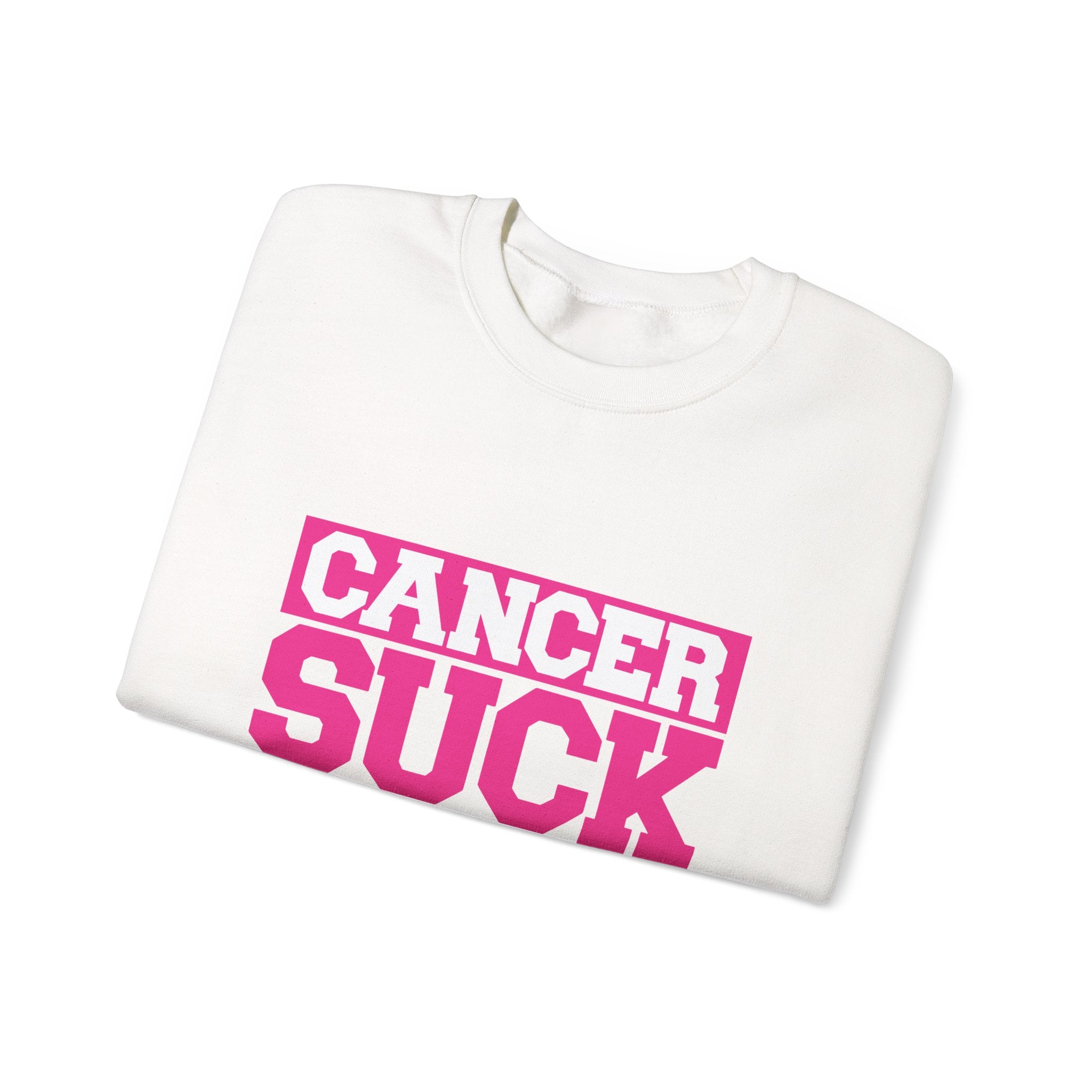 Crewneck Sweatshirt - "Cancer Suck" Bold Pink Awareness Pullover