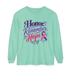 Honor Remember Hope Long Sleeve T-Shirt — Cancer Awareness Ribbon Tee