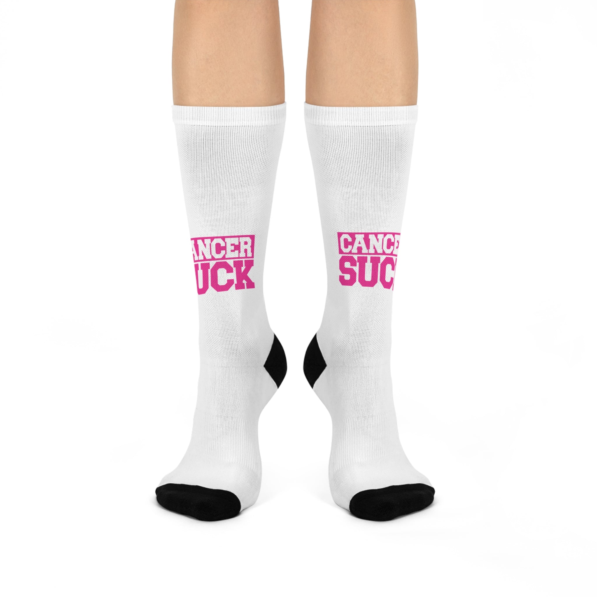 Cancer Suck Crew Socks — Pink Awareness Cushioned Socks