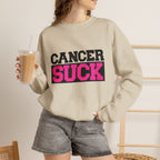Crewneck Sweatshirt — "Cancer Suck" Bold Pink Awareness Pullover